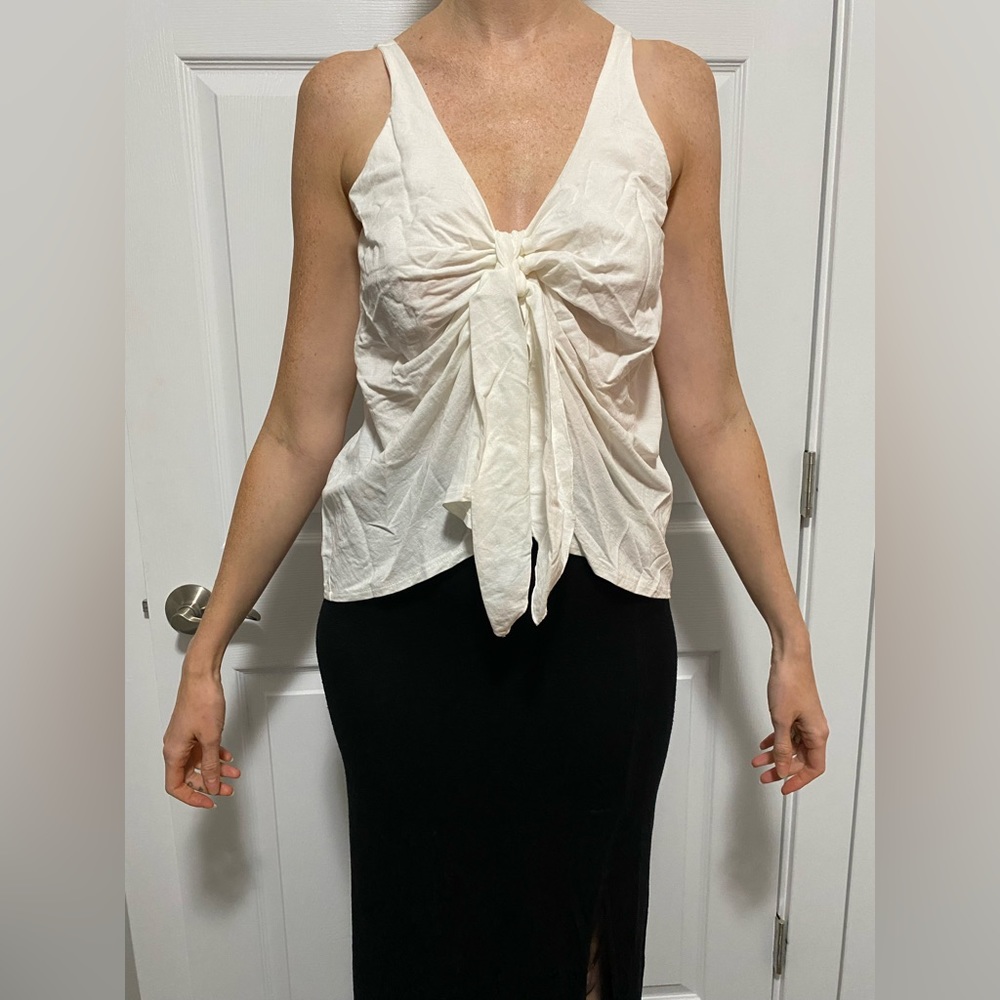 ZARA tie infront linen tank